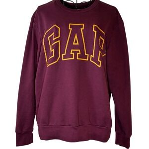 GAP Burgundy Yellow Arch Logo Crewneck Sweatshirt Women's Size S